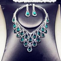 3PC Women's Trendy Claw Chain Series Water Drop Tassel Necklace Earrings Zircon Set Wedding Banquet Party Holiday Gift gray