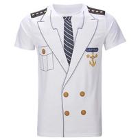 Vasariniai vyriški marškinėliai 3d policijos uniforma spausdinta O formos iškirpte trumpomis rankovėmis Madingi Cosplay drabužiai Dideli gatvės drabužiai, viršutiniai marškinėliai S balta