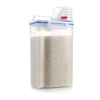 Ryžių laikymo statinė 2 kg talpos, be BPA, sandari grūdų talpykla su matavimo puodelio dangteliu, skirta grūdams, miltams, riešutams