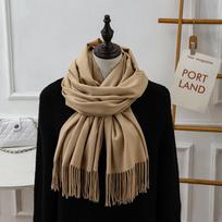 Luxurious Red Wool-Cashmere Winter Scarf - Women's Versatile Korean Style Solid Shawl 200*70CM