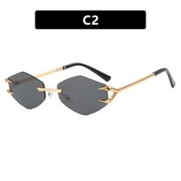 Small Frame Hexagon Sunglasses Women  Luxury Brand Metal Rimless Rhombus Sun Glasses For Female Retro Polygon Eyewear UV400