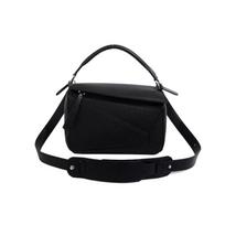 New Solid Color Splicing Lychee Pattern Messenger Bag Geometric Folding Portable Shoulder Bag juoda
