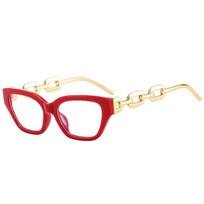 Stylish Retro Square Chain Eyeglasses For Women Nerd Spectacles Degree -0.5 To -6.0 Trendy Vintage Frame 0 beige