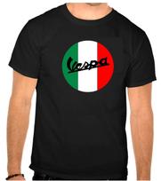 Vespa Motorolerio Logotipo Juodi Marškinėliai - 558- 4XL