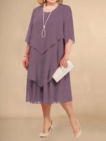 Šifonas Dydis Plius Mama Vestuvinė Suknelė Paplūdimiui L šviesiai violetinė spalva
