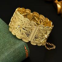 An Algerian Bride's Bracelet Jewelry With Napoleon Graphic Coin Design Finely Carved, A Wrist Accessory For Wedding Dresscorsage