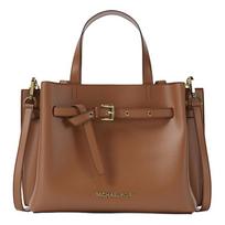 Michael Kors MK Emilia Klasikinė odinė tekstūruota rankinė su logotipu Maža moteriška rankinė-tote Ruda 30F5GU5S1T-LUGGAGE Basic Set (Bag)