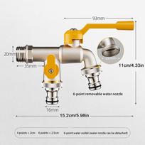 1 vnt. 1/2'' 3/4'' IBC vandens talpos adapteris | 2 išėjimų sodo žarnos čiaupo jungtis | Patvarus drėkinimo jungties keitimo fittingas sidabras