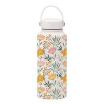 Creative Thermal Water Bottle Portable 1L Outdoor Insulated Mug Large Capacity Stainless Steel Floral Insulated Bottle 1L