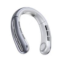 Bladeless Neck Fan Portable USB Rechargeable 100 Speed with Digital Display for Travel Outdoor Light Grey
