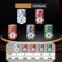 Mahjong Poker Chips Set 10 spalvų/2 spalvos/5 spalvos