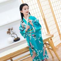 Printed Floral Children Sakura Girl Kimono Dress  Cosplay Costume 130-Style C