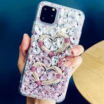Glitter Bling Rhinestone Phone Case For Google Pixel 10 9 Pro XL 9A 8 8A 7 7A 6 6A Crystal Diamond Heart Design Cover Google Pixel 10 rožinė