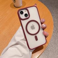 Matte Magsafe Belaidis Įkrovimas Telefono Dėklas iPhone 14 13 12 11 Pro Max Akrilinis Galinis Silikoninis Rėmelis Metaliniai Kameros Šoniniai Klavišai For iPhone 14ProMax