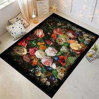 Rožė Tamsaus Meno Kilimas Gėlių Raštas Svetainės Kilimas Gėlių Kilimas Bohemiškas Miegamojo Dekoratyvinis Kilimas Plaunami Kilimai Neslystantis Kilimėlis 40X60cm-16x24in