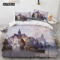 Duvet Cover Starry Night Van Gogh Oil Painting Bedding Set Polyester Landscape Sky Star Art Comforter Cover Kids Adult Bedroom EU single(135x200cm)
