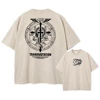 Anime Fullmetal Alchemist Rūgštinis Marškinėlis Vyrams Su Spauda Retro Harajuku Stiliaus Mada Gatvės Drabužiai Pasirinkimui Trumpomis Rankovėmis Viršus Unisex S