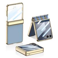 Samsung Z Flip7 Mobiliojo Telefono Dėklas Magnetinis Sulankstomas Vyrio Dėklas Plėvelė Integruota Galvanizuotas PC Odos Apsauginis Dėklas SM-Flip7