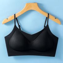 Plonas vasarinis besiūlis ledo šilko push-up camisole liemenėlė M [75-85 lbs] juoda