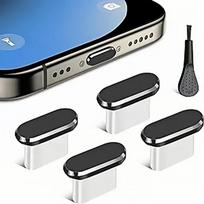 4 vnt. USB C dulkių kištukai su valymo šepetėliu, apsauga nuo dulkių, USB-C kištuko dangtelis, įkrovimo prievado dangteliai, skirti Samsung, Xiaomi visiems C tipo telefonams juoda