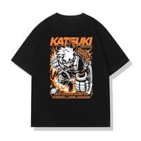 Anime Bakugo Katsuki Printed Tee Women Men Casual Loose Harajuku Short Sleeve Top Summer Y2K Clothes T-shirt S juoda