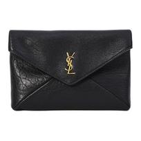 Saint Laurent Ysl Cassandre logotipo grandinėlės peties dirželis avikailio vokelio formos crossbody krepšys moteriški krepšiai Juoda 847638-AACYT-1000 Gift Set(Basic Set+Box+Shopping Bag)