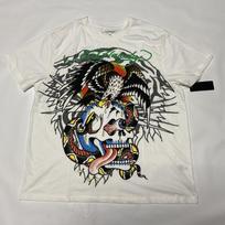 Ed Hardy Grafinis Baltas Marškinėlis Logotipas Tatuiruotė Erelis Kaukolė Gyvatė Vyriškas Dydis XL Y2K Unisex Marškinėlis XXXL