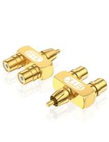 EMK RCA Splitter 1 Male to 2 Gold Plated Audio Adapter Male to 2 2-Way Adapter, 2-Way Plug, Y-Splitter, Female, Plug, 2-Pack (1 Female, Y-Shaped)