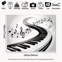 2D Piano Music Note Backdrop Party Photography Background 47.2x31.5inch/120*80cm