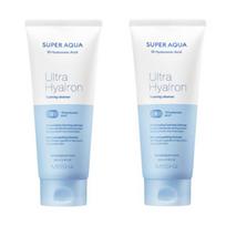 Missha Super Aqua Ultra Hyalron Cleansing Foam 200ml x2 – Deep Hydrating Facial Cleanser Set with 10 Hyaluronic Acids