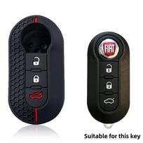 Silikoninis automobilio rakto dangtelis FIAT 500 500L 500X Abarth 3 mygtukų sulankstomam raktui juoda