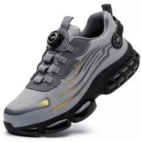 Rotating Button New Men Safety Shoes Men Anti-smash Anti-puncture Work Shoes Fashion Men Sport Shoes Security Protective Boots 38 pilka