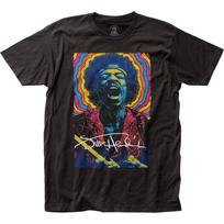 Jimi Hendrix Vaivorykštės Piešinys Vyriški Marškinėliai Muzika Klasikiniai Grupės Marškinėliai Nauji Juodi Unisex Marškinėliai L