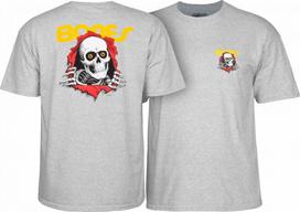 Powell Peralta BONES RIPPER Riedlentės Marškinėliai PELENŲ PILKUMO Unisex Marškinėliai XXL