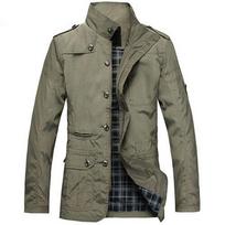Men's Windbreaker Jackets England Style Slim Fashion Men Jacket Casual Wear  Polo Comfort Overcoat Necessary Spring Coat M chaki