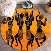 Etninio stiliaus apvalūs kilimai svetainei, miegamajam, tradicinis afrikiečių moters raštas, plotas kilimai, minkštas flanelis, namų dekoras, virtuvės kilimėlis Diameter 60cm