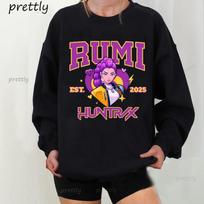 Huntrix Round Neck Kpop Demon Hunters Sweatshirts Rumi Zoey Mira Graphic Pullover Women's Sweatshirts Long Sleeve Streetwear S juoda