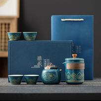 Kung Fu tea set, ceramic business gifts, festival gifts, travel express cup, one pot and four cups gift box.