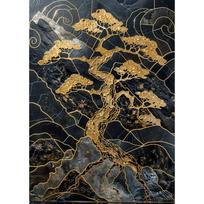 Kintsugi Black Gold Animals Heron Birds Fox Poster Prints Japanese Landscape Wall Art Canvas Painting For Living Room Home Decor 30x45cm No Frame