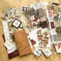 DIY Scrapbooking Collage Junk Journal Decor Stickers Materials Paper Combo Kit Aesthetics Stationery beige