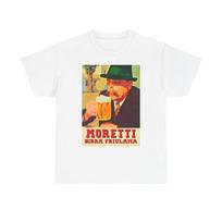 Vintažinis alaus plakatas Grafinis marškinėlis Moretti menas Retro Unisex Sunkaus medvilnės marškinėlis Unisex marškinėlis XXXL