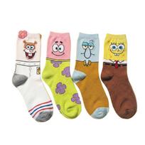SpongeBob personažų kojinės 4 poros Mielas medvilninių kojinių rinkinys Pagaminta Korėjoje