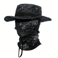 Foldable Breathable Camouflage Boonie Hat Balaclava Set Soft Wide Brim Sunscreen Cap for Men Women Outdoor