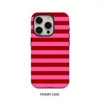Clmj Pink Stripes Luxury Phone Case for iPhone 16 15 14 13 12 11 X XS XR XSMAX 7 8 Pro Max Plus Luxury Double-layer Back Cover iPhone 11