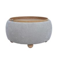 Otomanas / stalas HIRO D67xH38cm, smėlio spalvos, su daiktadėže
