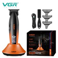 VGR V-889T Professional Hair Trimmer 9000 RPM Gradient Color Metal Body Carving and Pushing Cli High End Electric Hair Clipper with Digital Display oranžinė