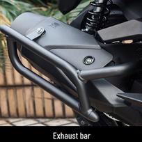 SYM Jet 150 Accessory Kit: Headlight Guards, Exhaust Pipe Guard, Anti-Fall Bumpers, Comfortable Backrest