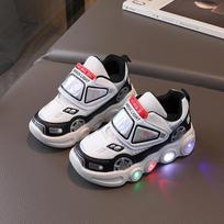 Kids'Casual Shoes Led Light Car Club Cartoon PU Leather Spring Shoes For Children Anti-slip Red Blue Shoes Size 21-30 21