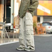 Krovininės Kelnės Daug Kišenių Darbinės Kelnės Harajuku Vyriškos Vintažinės Laisvos Pločio Kojų Kelnės Streetwear Laisvalaikio Hip-hop Grindis Šluojančios Kelnės M abrikosas