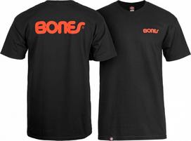 Powell Peralta BONES SWISS TEXT LOGO Riedlentės marškinėliai JUODI Unisex marškinėliai L